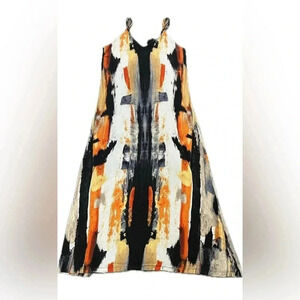 Boho abstract maxi dress large Halloween chic autumn fall